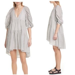 FRAME striped high/low dress NWT